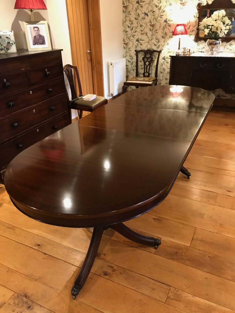 Twin Pedestal Mahogany Dining Table with Leaf