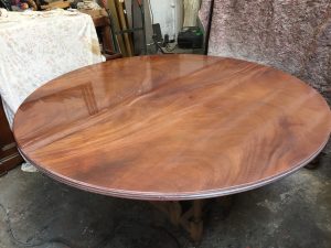 4' diameter mahogany tilt top table top before polishing